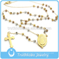 Truthkobo Proporciona Chapado Nuevo Diseño Joyería Religiosa Acero Inoxidable Tres Colores Collar de Estilo de Abalorios Con Cruz Religiosa